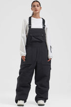 Women's Black Two-Way Side-Zip Baggy Ski Bibs Snow Bibs