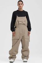 Women's White Two-Way Side-Zip Baggy Ski Bibs Snow Bibs