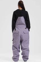Women's Khaki Two-Way Side-Zip Baggy Ski Bibs Snow Bibs