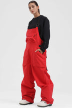 Unisex Khaki Two-way Side Zippers Snow Bibs Baggy Ski Bibs - Gsou Snow