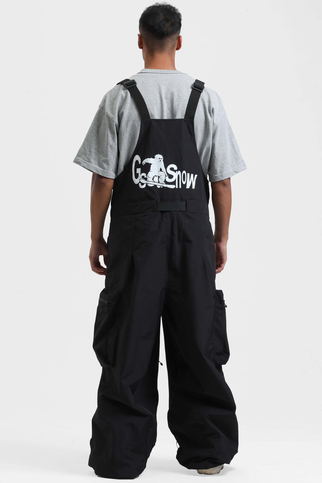 Men's Mint Green Workwear Style Built-in Belt Snow Bibs Baggy Ski Bibs - Gsou Snow