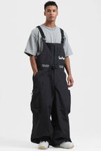 Men's Mint Green Workwear Style Built-in Belt Snow Bibs Baggy Ski Bibs - Gsou Snow