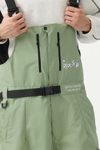 Men's Black Workwear-Style Built-In Belt Ski Bibs Baggy Snow Bibs
