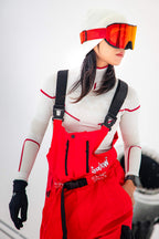 Women's Black Workwear Style Snow Bibs Built-in Belt Super Baggy Ski Bibs - Gsou Snow