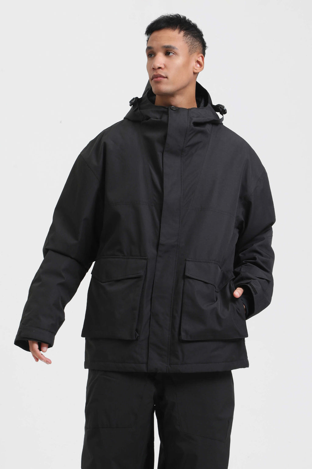 Men's Dark Green & Navy Abrasion-Resistant Waterproof Ski Jacket Insulated Softshell Snow Jacket