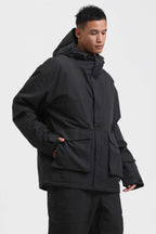 Men's Mint & Black Abrasion-Resistant Waterproof Ski Jacket Insulated Softshell Snow Jacket