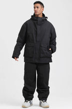 Men's White & Black Abrasion Resistant Waterproof Snow Jacket Insulated Softshell Ski Jacket - Gsou Snow