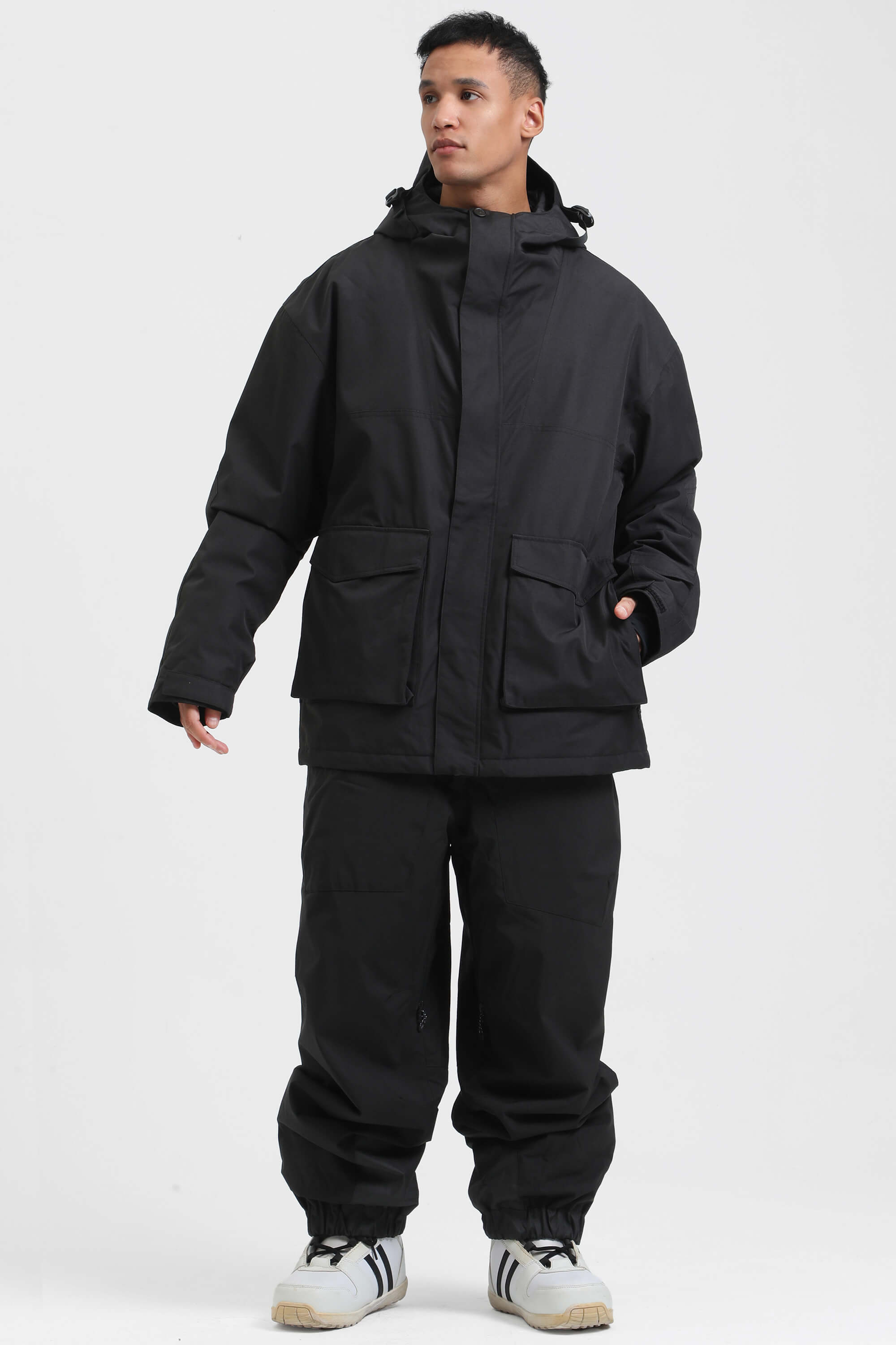 Men's Caramel & Black Abrasion-Resistant Waterproof Ski Jacket Insulated Softshell Snow Jacket