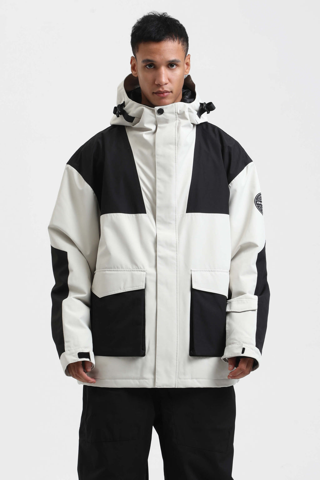 Men's Olive Green & Black Abrasion-Resistant Waterproof Ski Jacket Insulated Softshell Snow Jacket