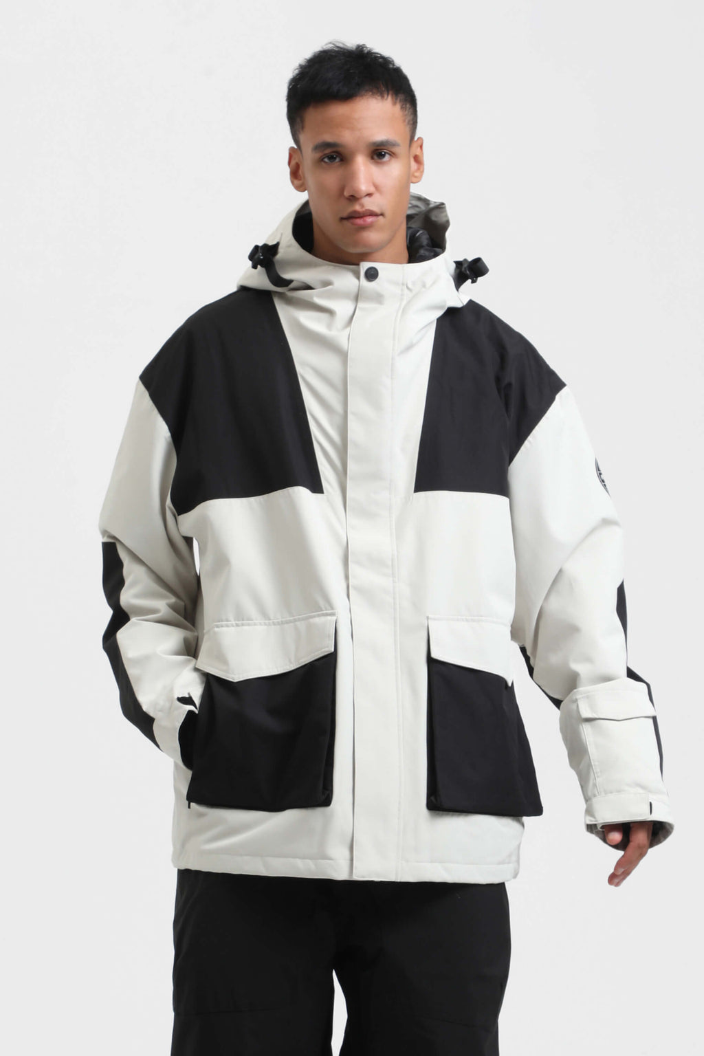 Men's Caramel & Black Abrasion-Resistant Waterproof Ski Jacket Insulated Softshell Snow Jacket