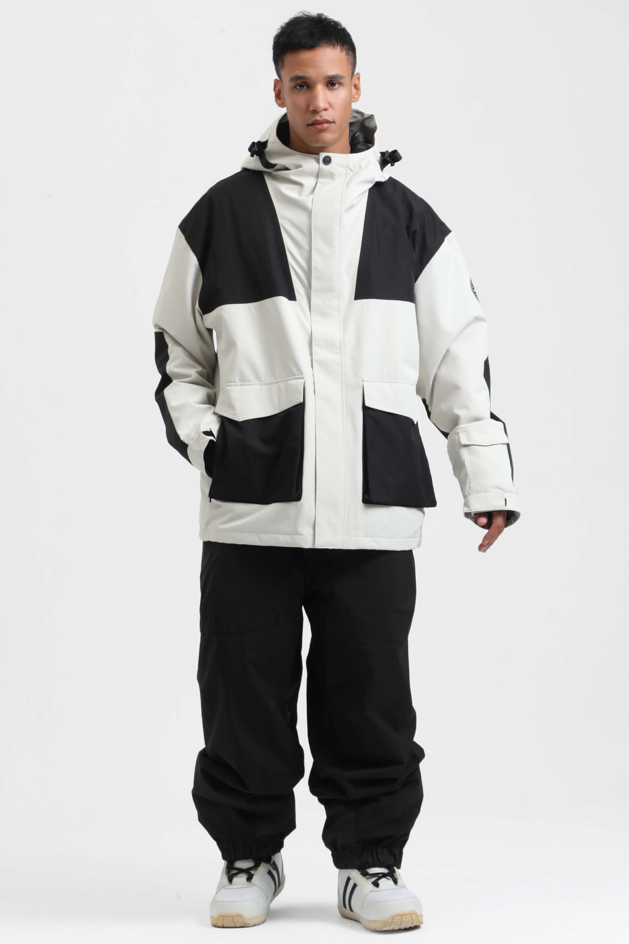 Men's Dark Green & Navy Abrasion-Resistant Waterproof Ski Jacket Insulated Softshell Snow Jacket