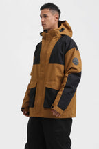 Men's Olive Green & Black Abrasion-Resistant Waterproof Ski Jacket Insulated Softshell Snow Jacket