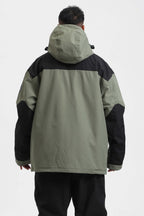 Men's White & Sage Green Abrasion-Resistant Waterproof Ski Jacket Insulated Softshell Snow Jacket