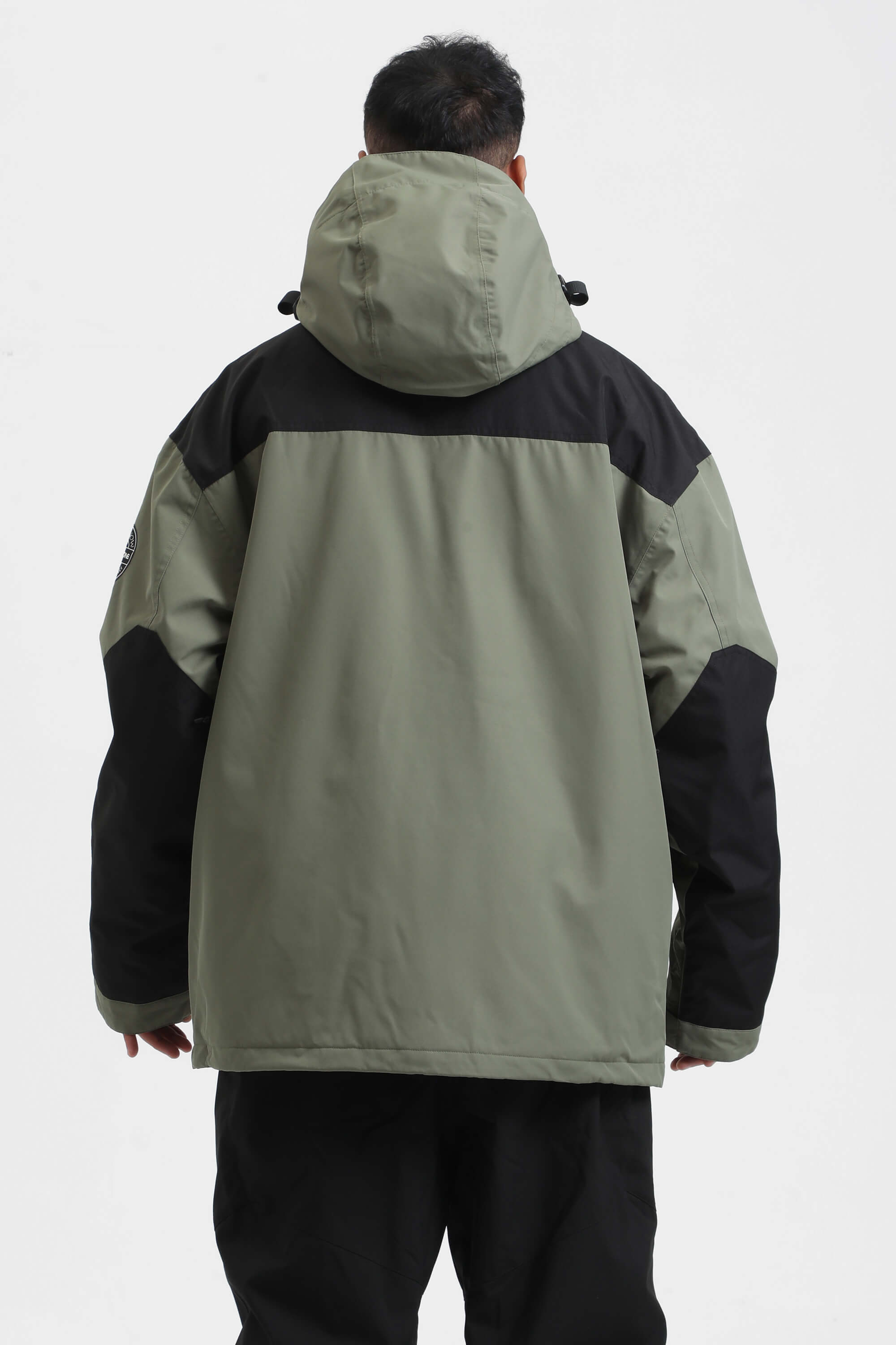Men's White & Sage Green Abrasion-Resistant Waterproof Ski Jacket Insulated Softshell Snow Jacket