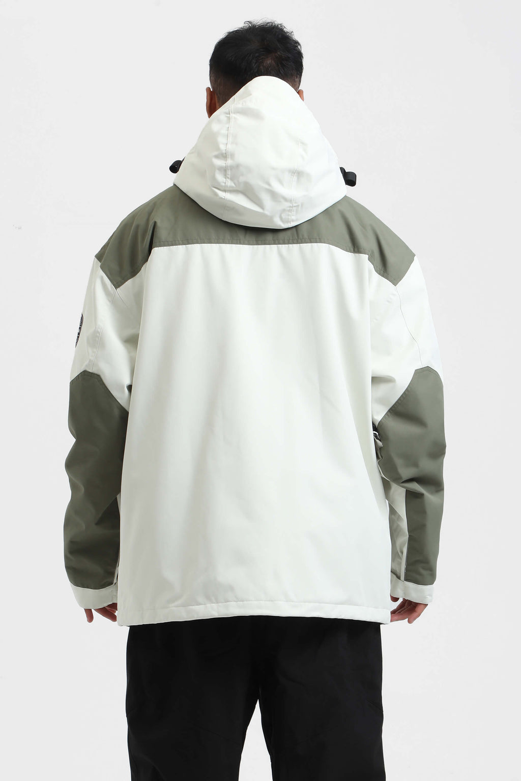 Men's Dark Green & Navy Abrasion-Resistant Waterproof Ski Jacket Insulated Softshell Snow Jacket