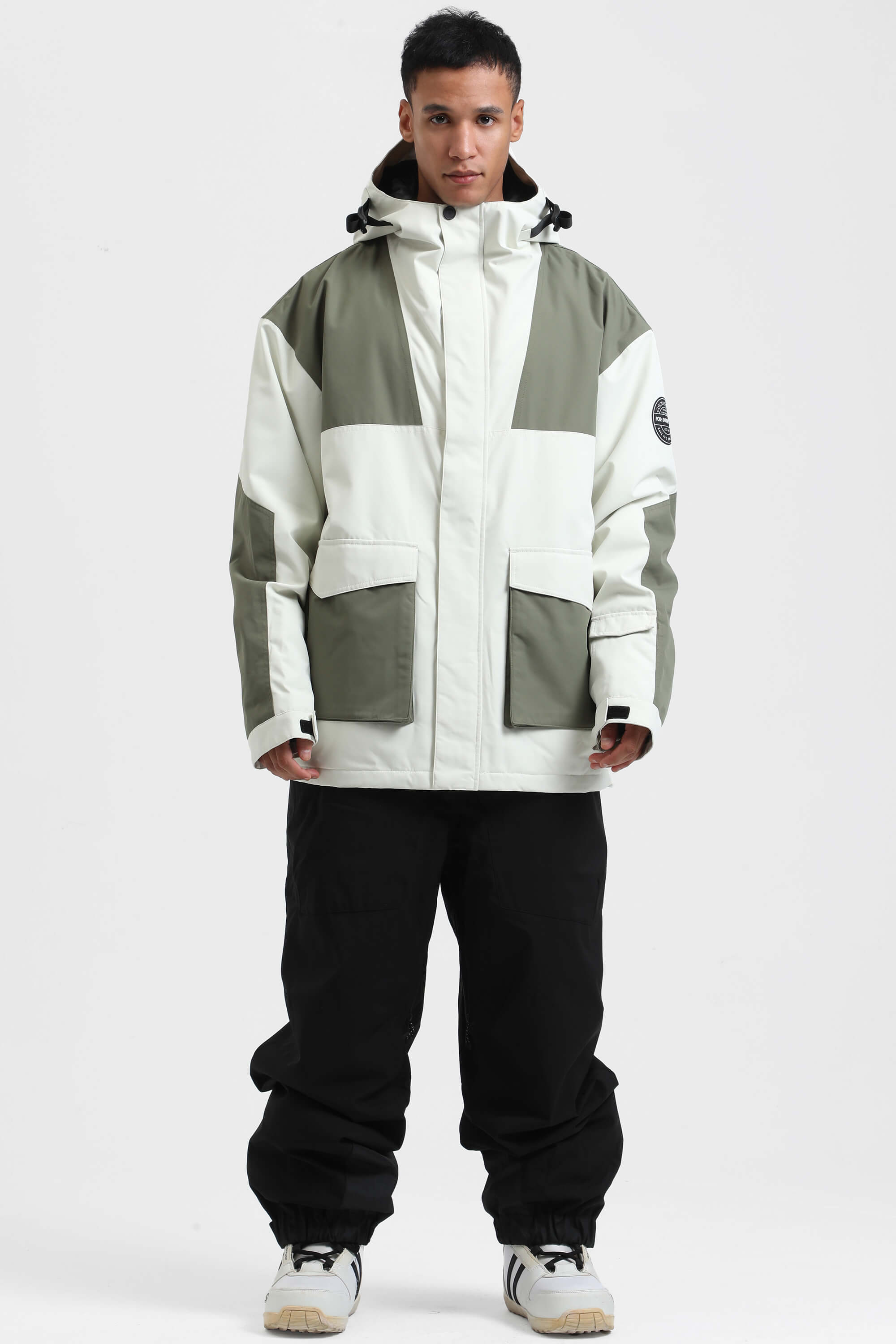 Men's Mint & Black Abrasion-Resistant Waterproof Ski Jacket Insulated Softshell Snow Jacket