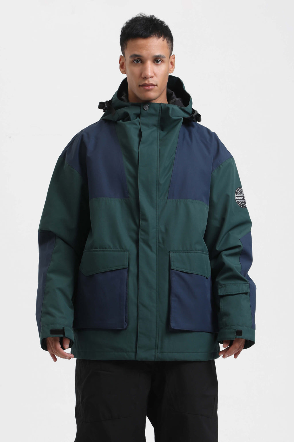 Men's Navy & Fuchsia Abrasion-Resistant Waterproof Ski Jacket Insulated Softshell Snow Jacket