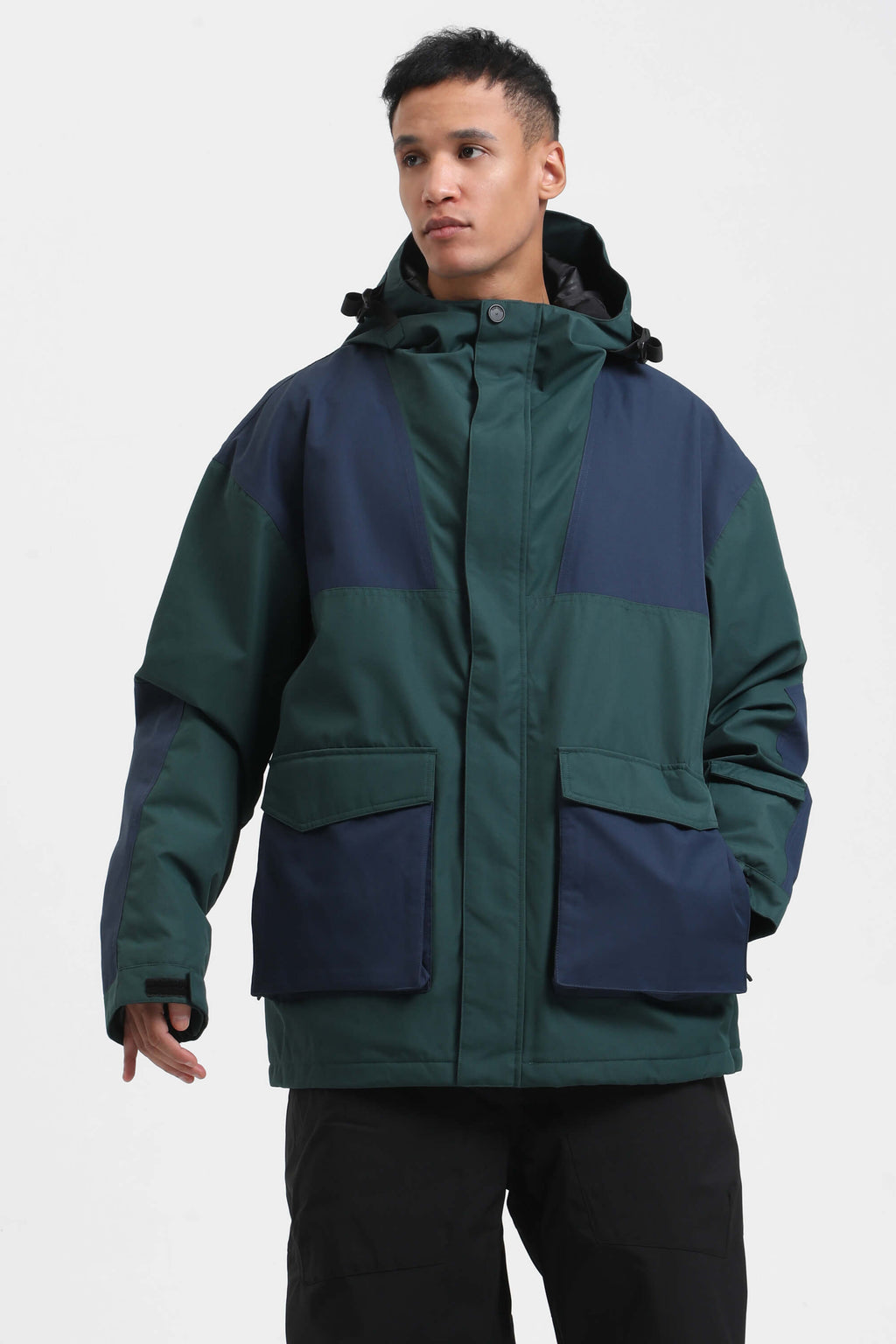Men's Mint & Black Abrasion-Resistant Waterproof Ski Jacket Insulated Softshell Snow Jacket