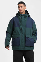 Men's Mint & Black Abrasion-Resistant Waterproof Ski Jacket Insulated Softshell Snow Jacket