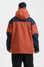 Men's Navy & Fuchsia Abrasion-Resistant Waterproof Ski Jacket Insulated Softshell Snow Jacket