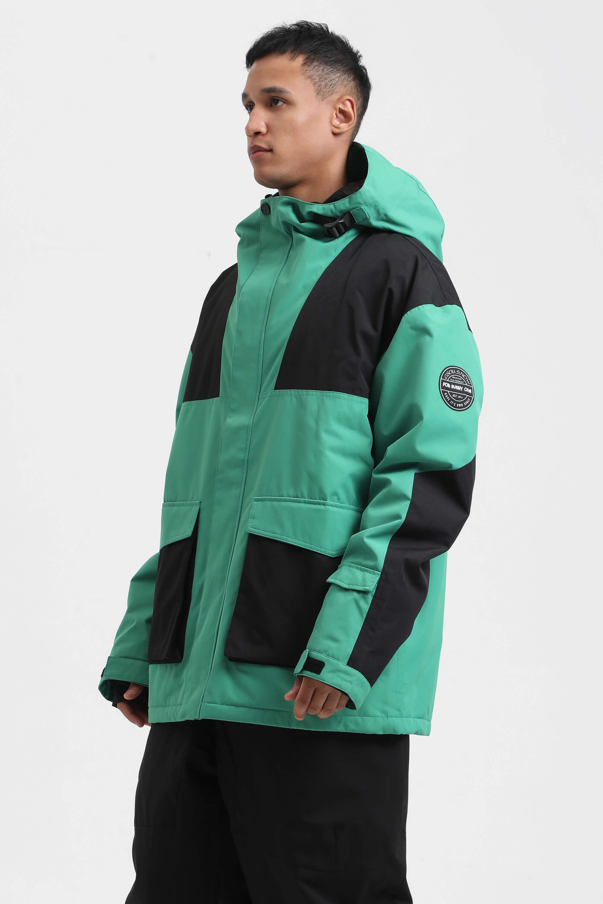 Men's Olive Green & Black Abrasion Resistant Waterproof Snow Jacket Insulated Softshell Ski Jacket - Gsou Snow