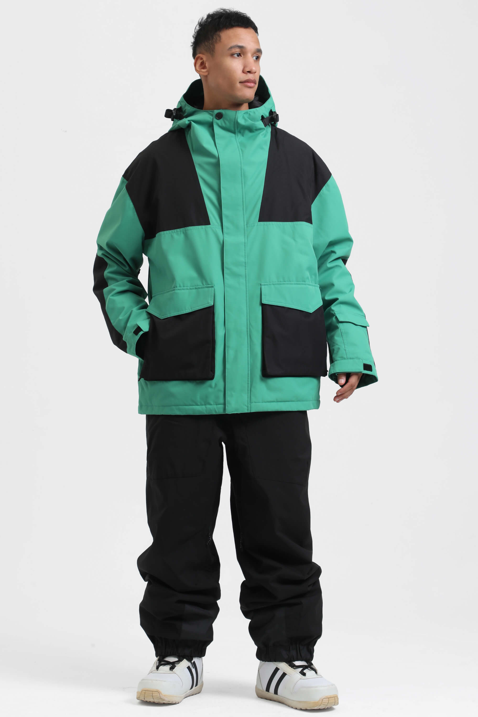 Men's Navy & Fuchsia Abrasion-Resistant Waterproof Ski Jacket Insulated Softshell Snow Jacket