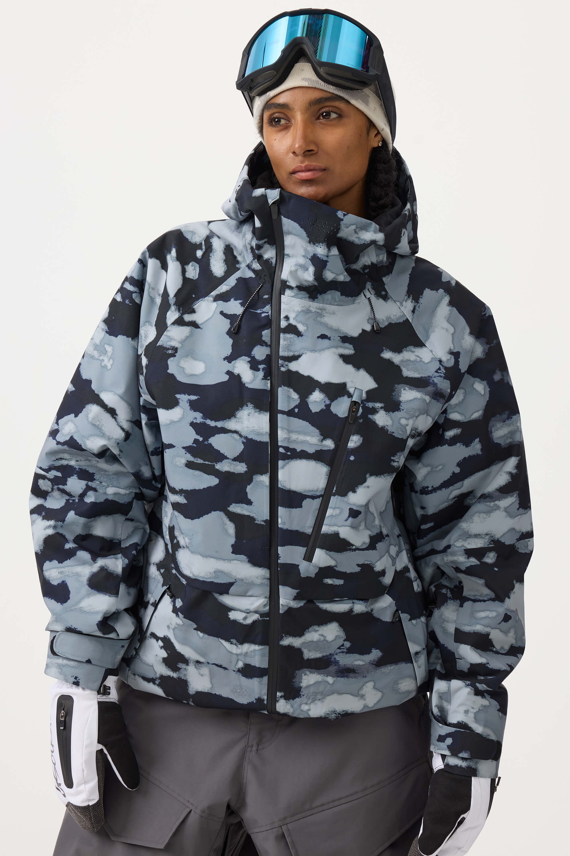Women's Camouflage Multi-Pocket Face-Vented Ski Jacket Fully Waterproof Snow Jacket Main image
