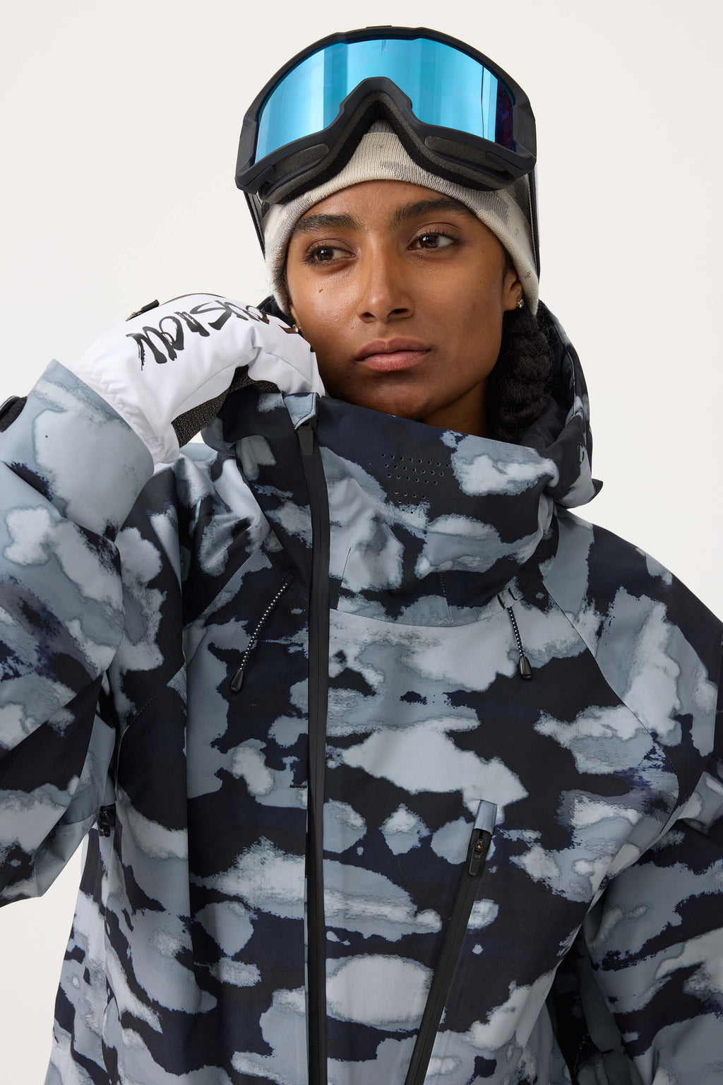 Women's Army Green Multi-Pocket Face-Vented Ski Jacket Fully Waterproof Snow Jacket