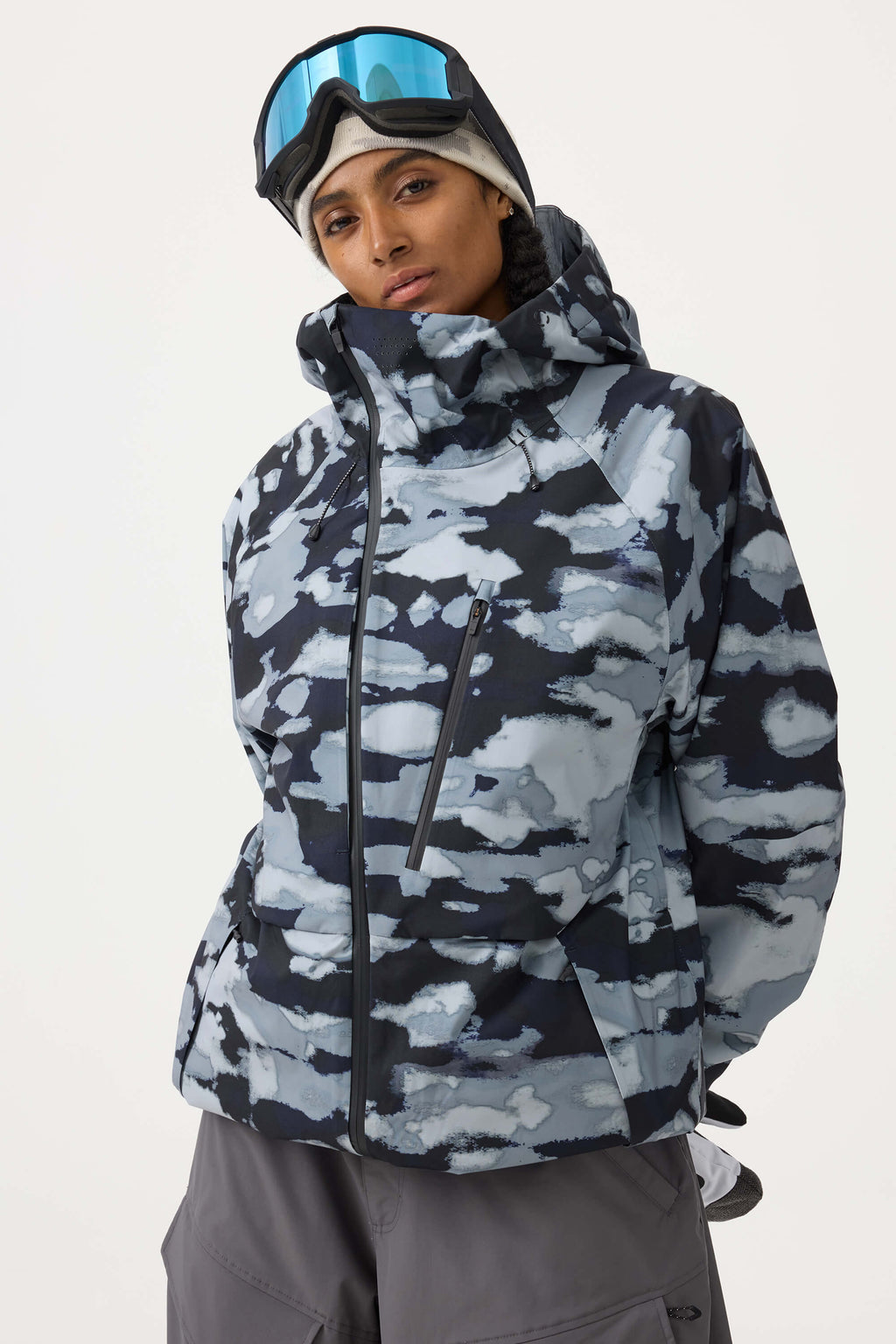 Women's Black Multi-Pocket Face-Vented Ski Jacket Fully Waterproof Snow Jacket