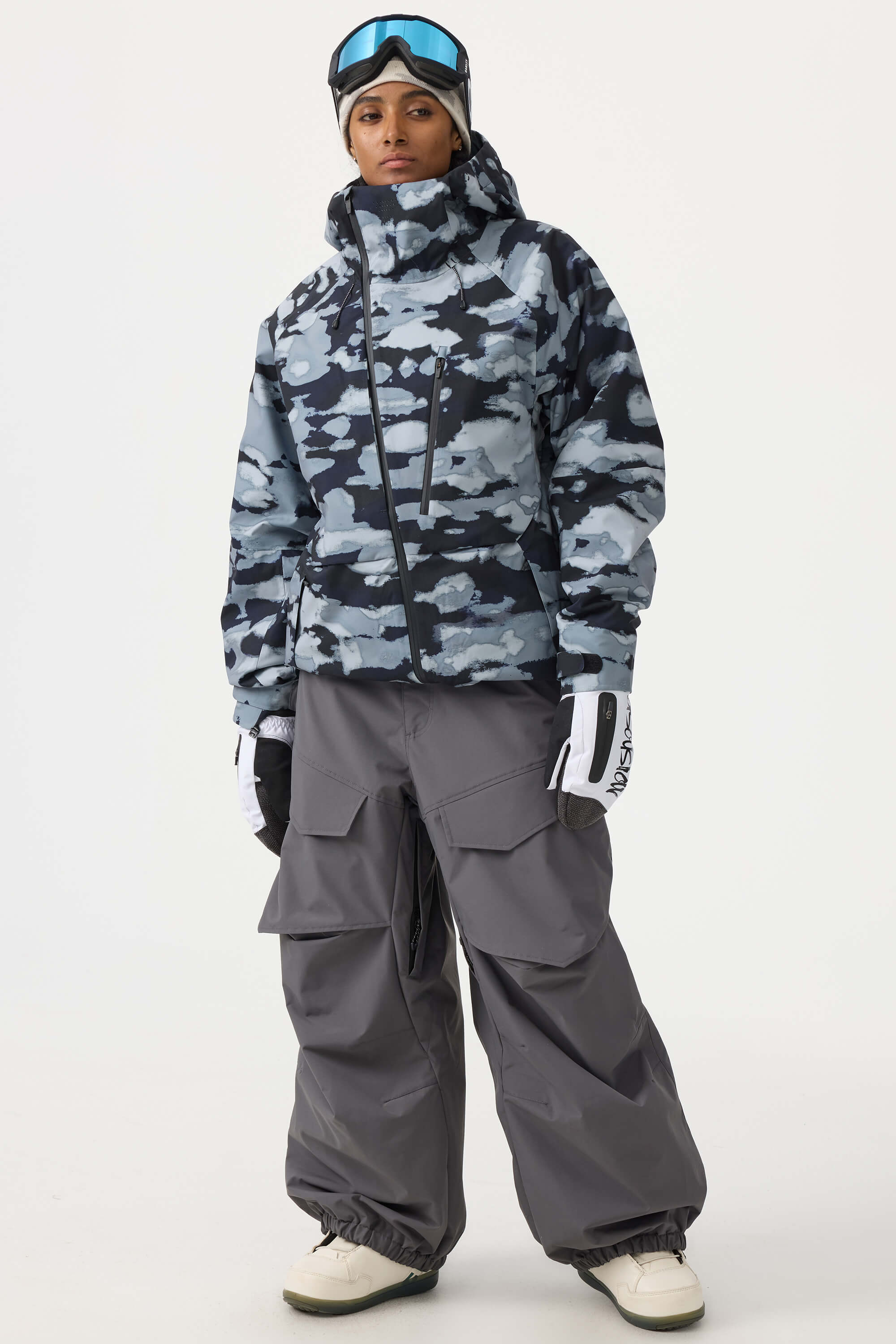 Women's Lavender Multi-Pocket Face-Vented Ski Jacket Fully Waterproof Snow Jacket