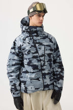 Men's Army Green Multi-Pocket Face-Vented Ski Jacket Fully Waterproof Snow Jacket