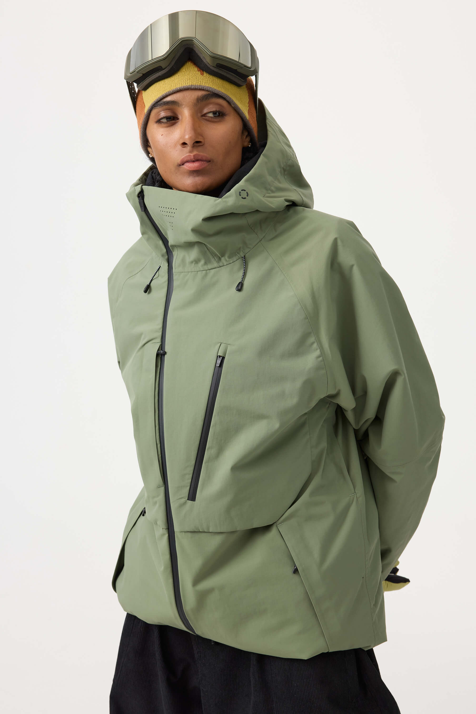 Women's Off White Multi-Pocket Face-Vented Ski Jacket Fully Waterproof Snow Jacket