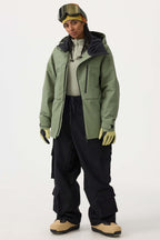 Women's White Multi-Pocket Face-Vented Ski Jacket Fully Waterproof Snow Jacket