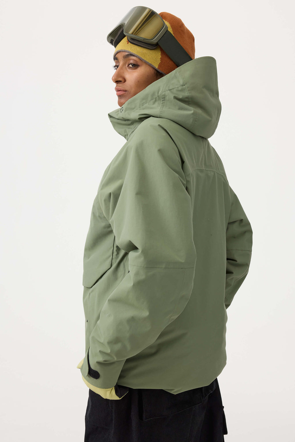 Women's Army Green Multi-Pocket Face-Vented Ski Jacket Fully Waterproof Snow Jacket