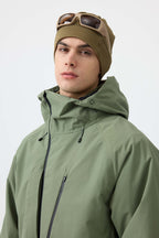 Men's White Multi-Pocket Face-Vented Ski Jacket Fully Waterproof Snow Jacket
