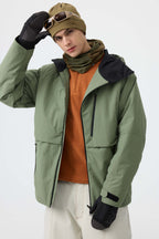 Men's Army Green Face Vented Multi-pocket Snow Jacket Fully Waterproof Ski Jacket - Gsou Snow