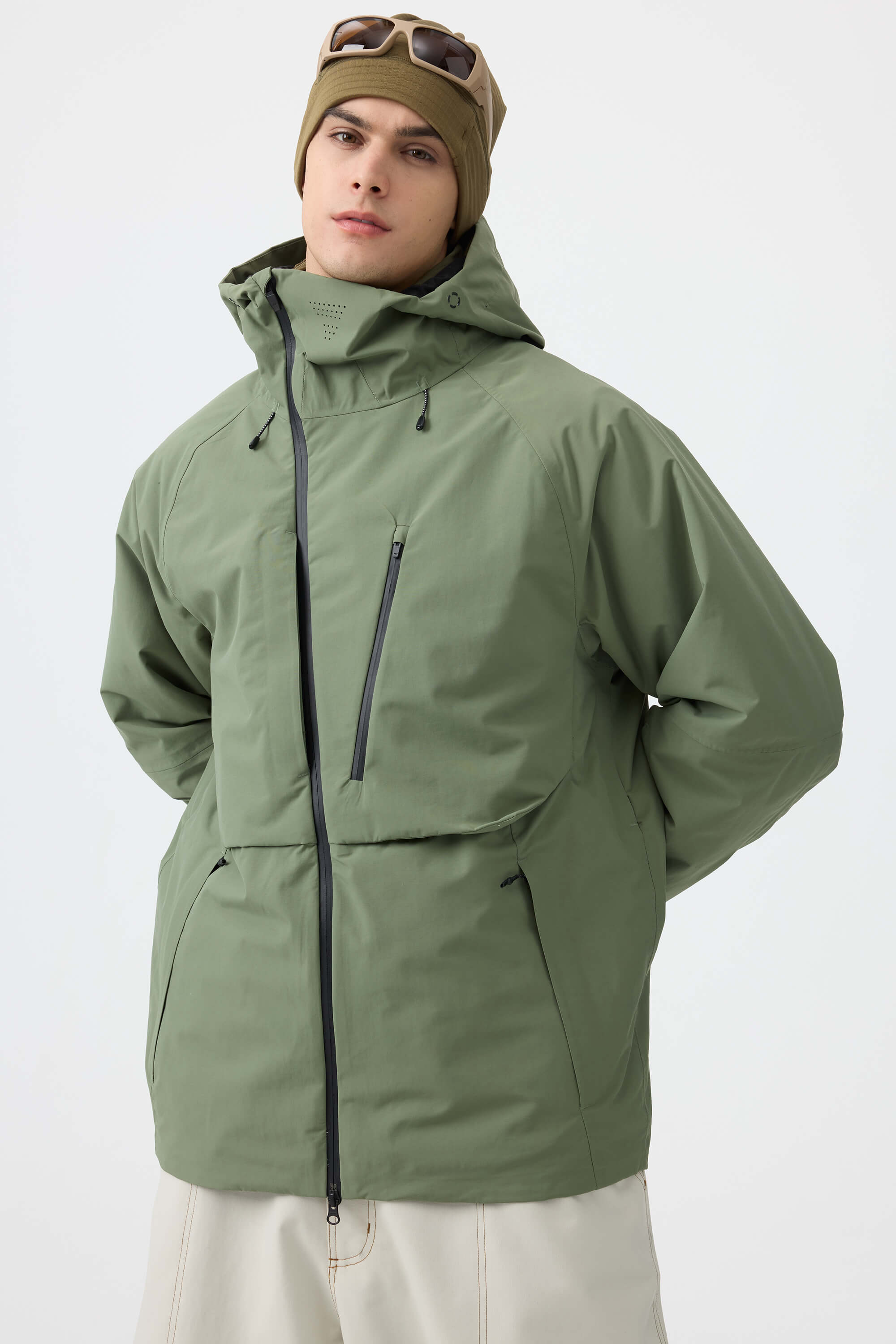 Men's Black Multi-Pocket Face-Vented Ski Jacket Fully Waterproof Snow Jacket