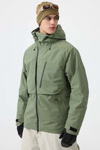 Men's Army Green Face Vented Multi-pocket Snow Jacket Fully Waterproof Ski Jacket - Gsou Snow
