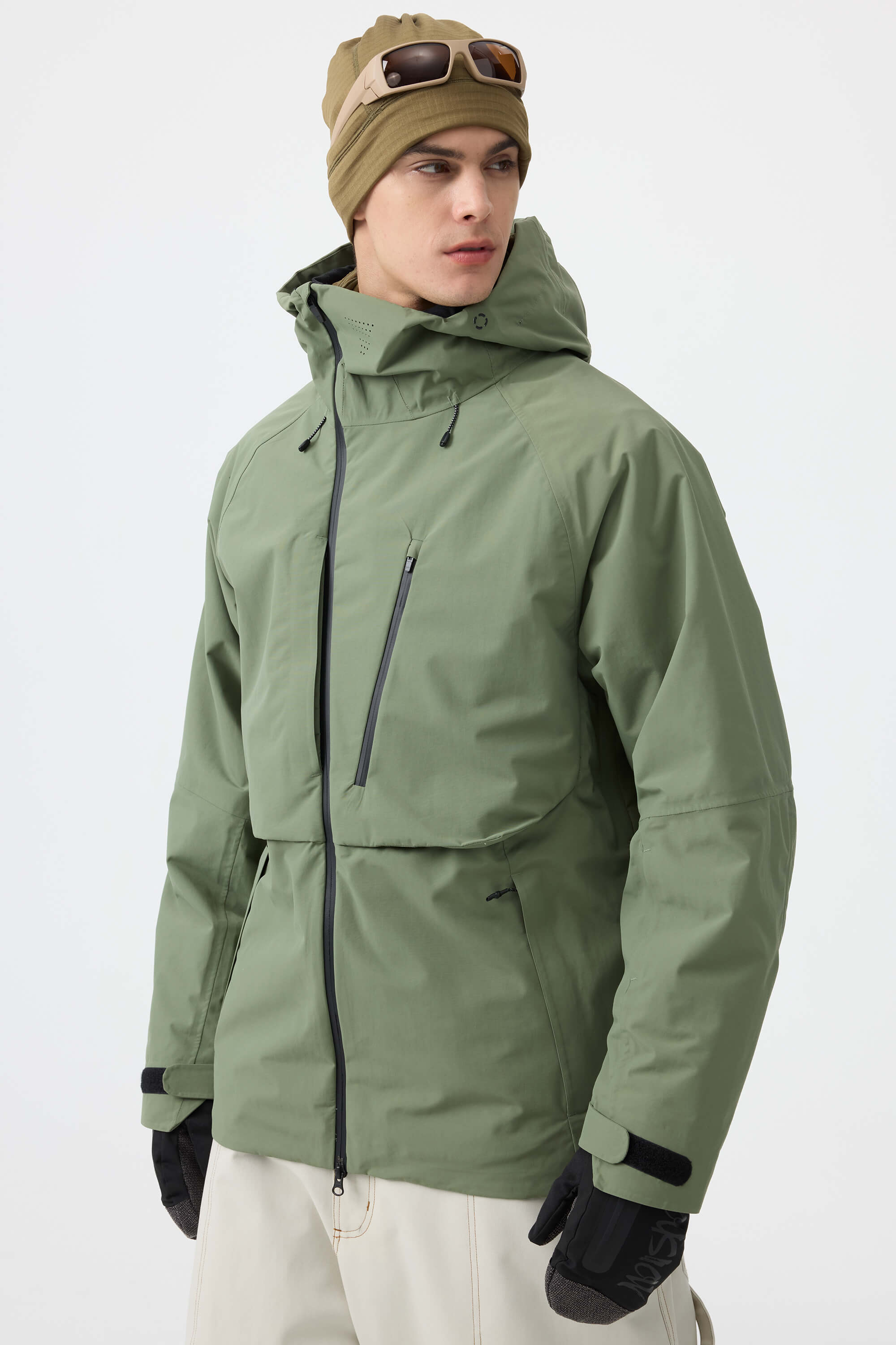 Men's Army Green Face Vented Multi-pocket Snow Jacket Fully Waterproof Ski Jacket - Gsou Snow