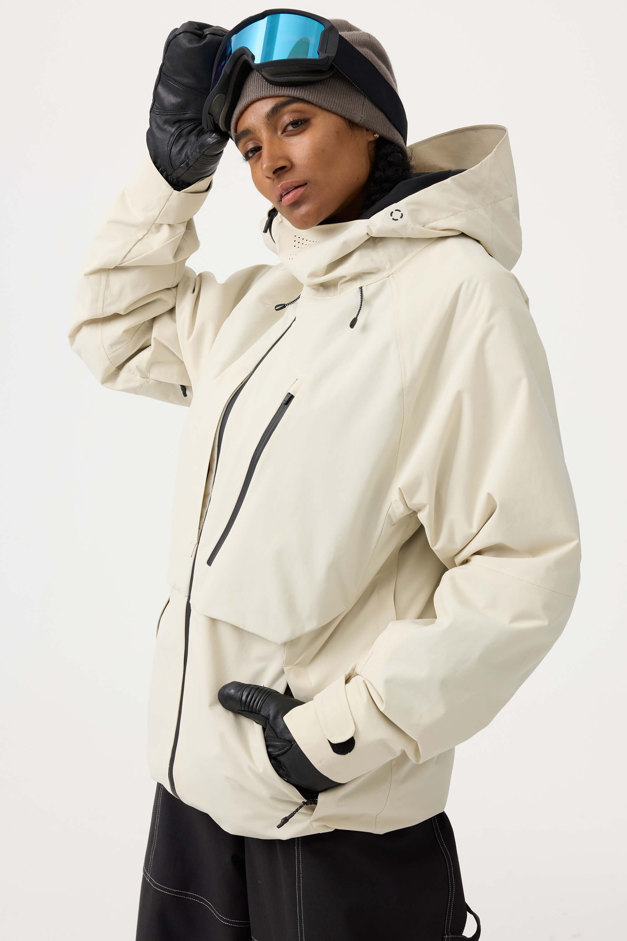 Women's Lavender Multi-Pocket Face-Vented Ski Jacket Fully Waterproof Snow Jacket