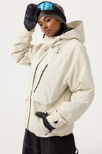 Women's Black Face Vented Multi-pocket Snow Jacket Fully Waterproof Ski Jacket - Gsou Snow