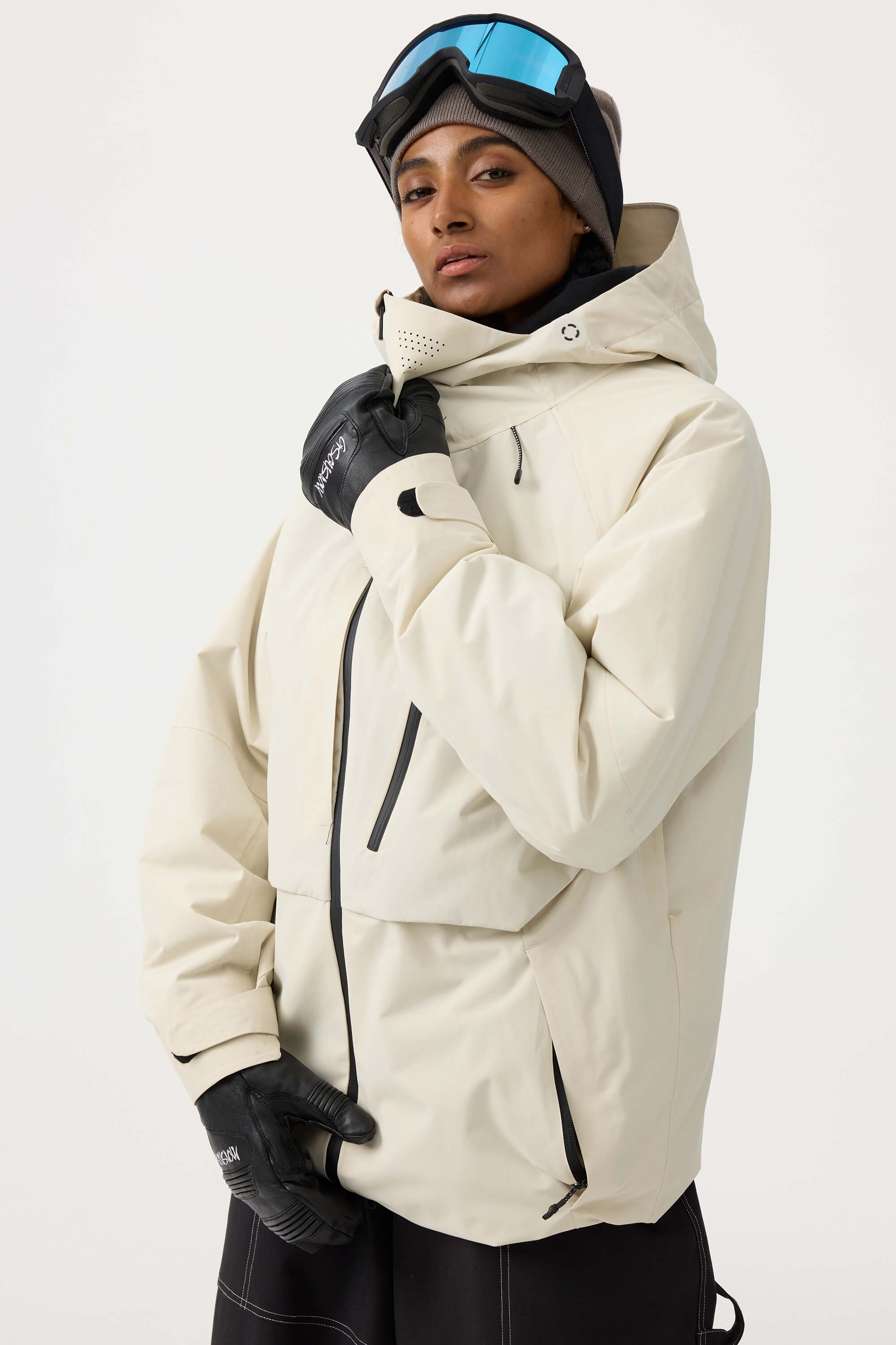 Women's Lavender Multi-Pocket Face-Vented Ski Jacket Fully Waterproof Snow Jacket