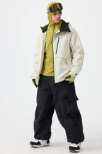Men's Army Green Multi-Pocket Face-Vented Ski Jacket Fully Waterproof Snow Jacket