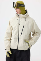 Men's Army Green Multi-Pocket Face-Vented Ski Jacket Fully Waterproof Snow Jacket
