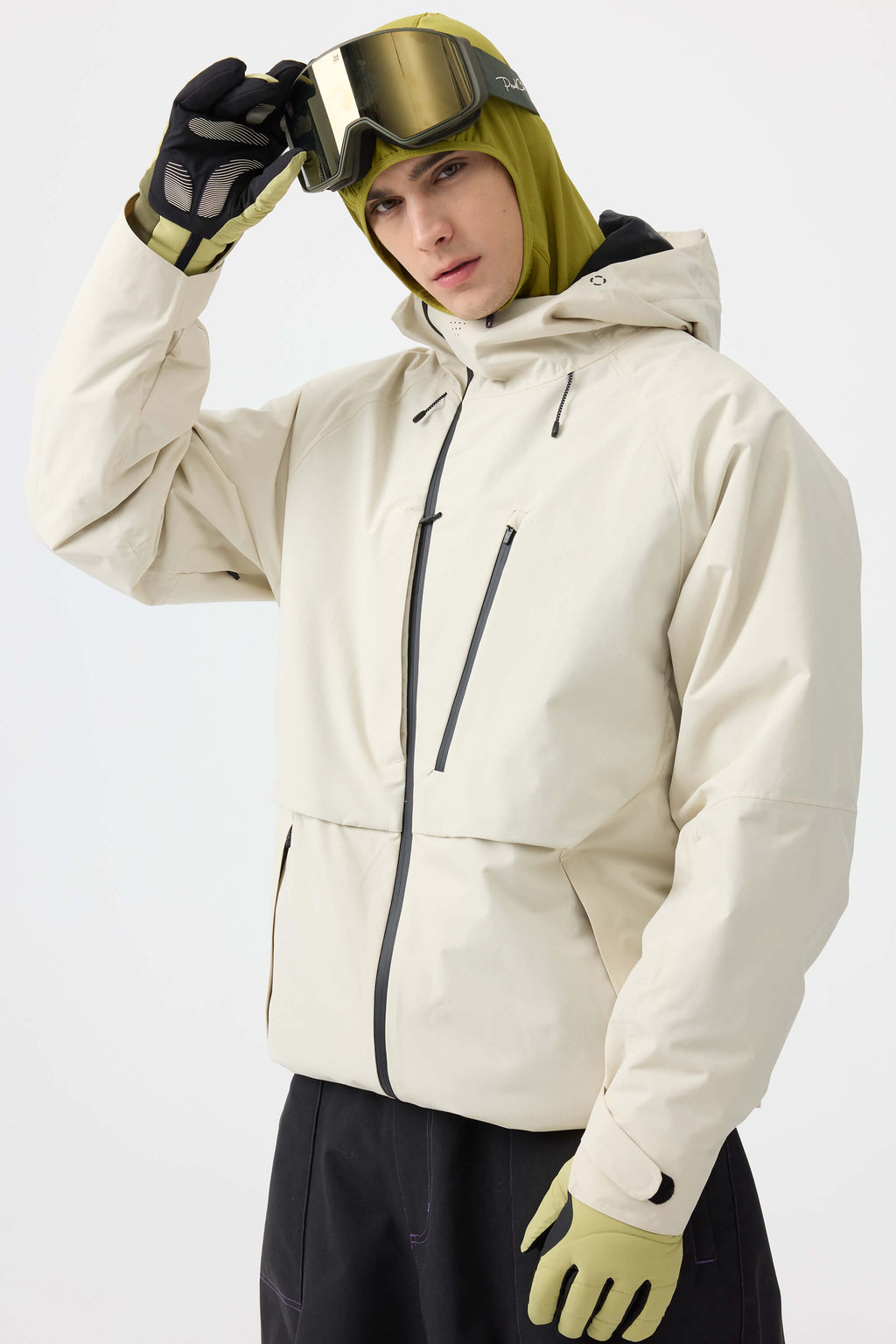 Men's Black Multi-Pocket Face-Vented Ski Jacket Fully Waterproof Snow Jacket