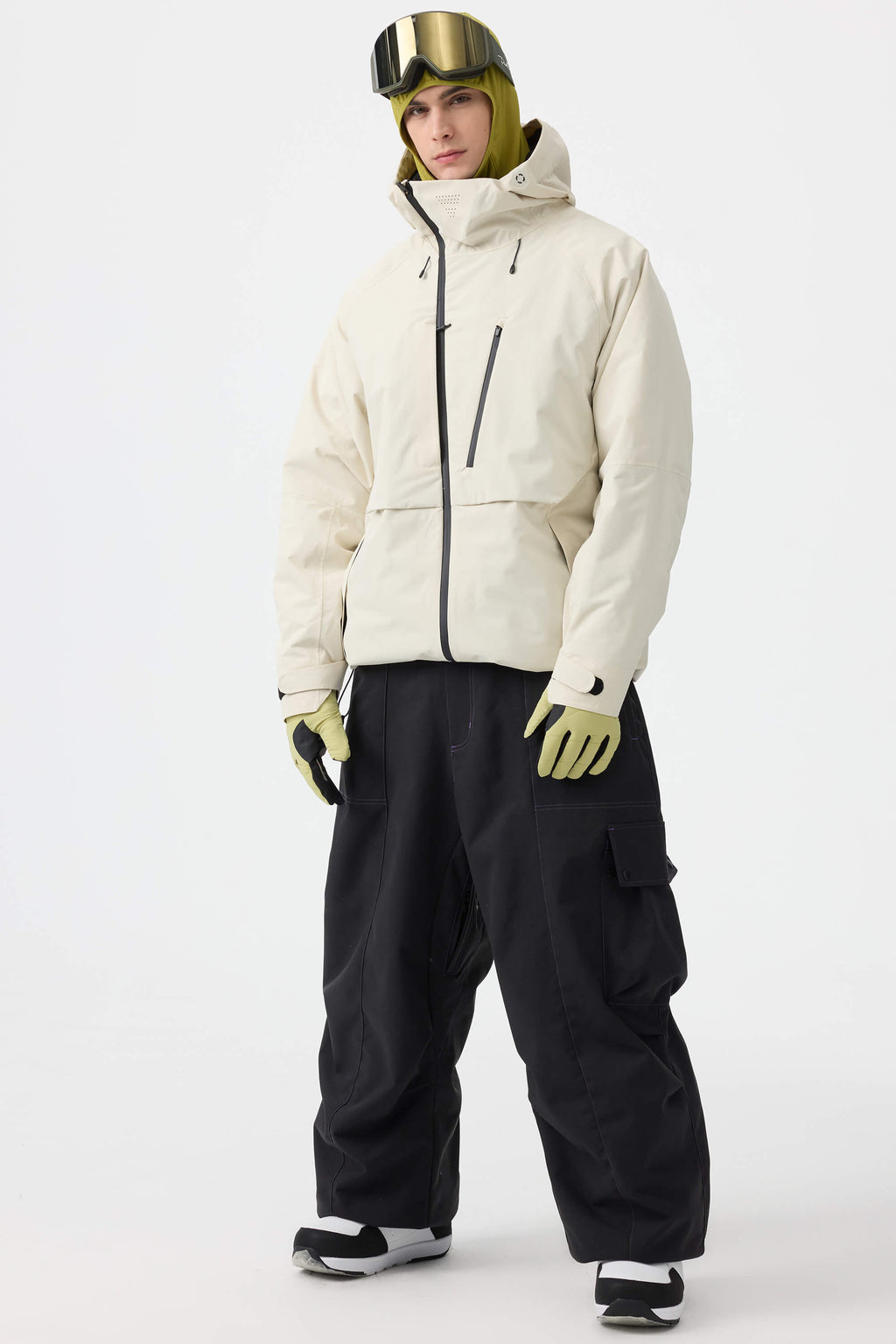 Men's Off White Face Vented Multi-pocket Snow Jacket Fully Waterproof Ski Jacket - Gsou Snow