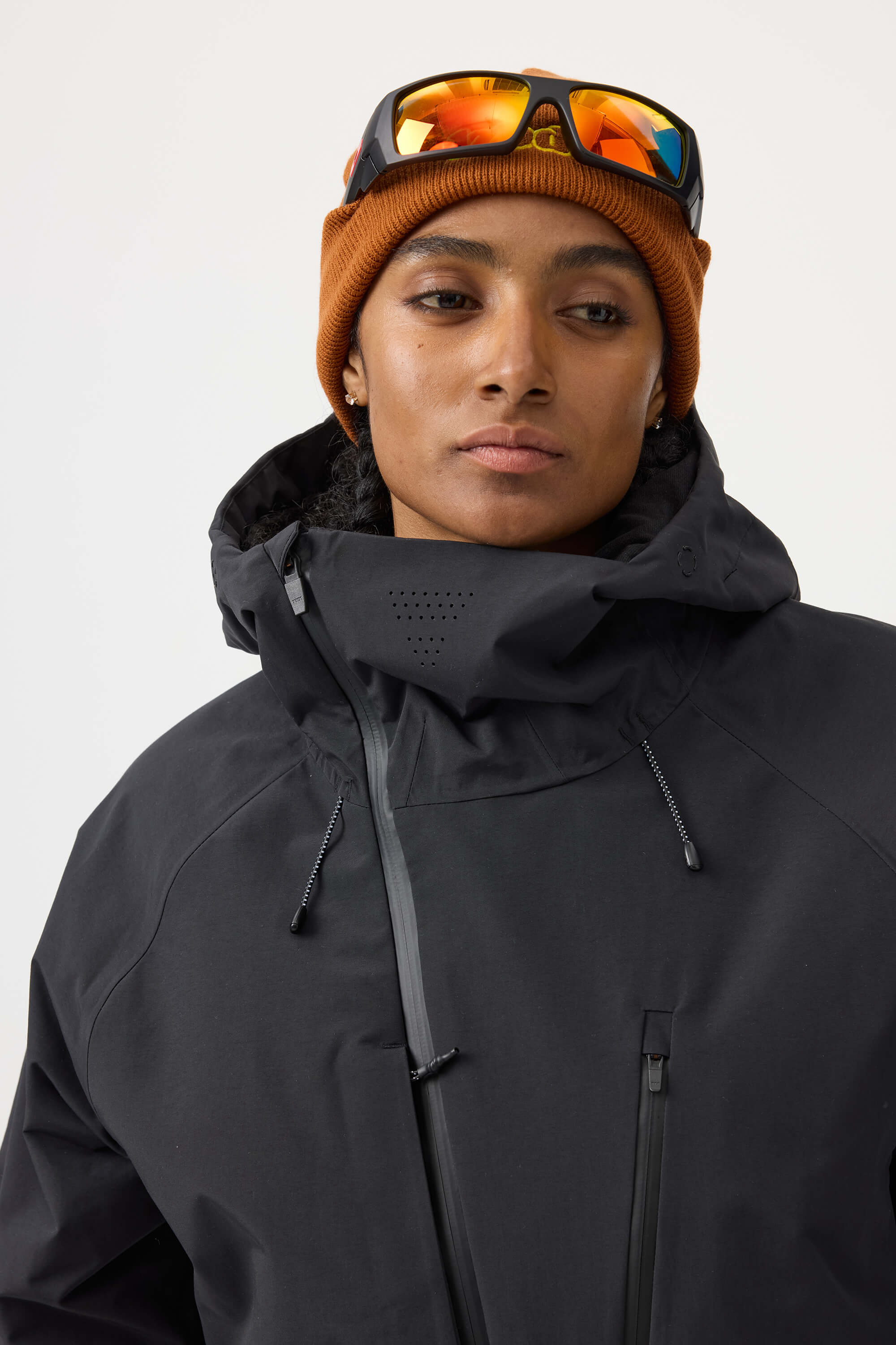 Women's White Multi-Pocket Face-Vented Ski Jacket Fully Waterproof Snow Jacket