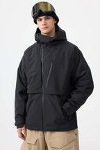 Men's Black Face Vented Multi-pocket Snow Jacket Fully Waterproof Ski Jacket - Gsou Snow