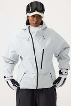 Women's Off White Multi-Pocket Face-Vented Ski Jacket Fully Waterproof Snow Jacket