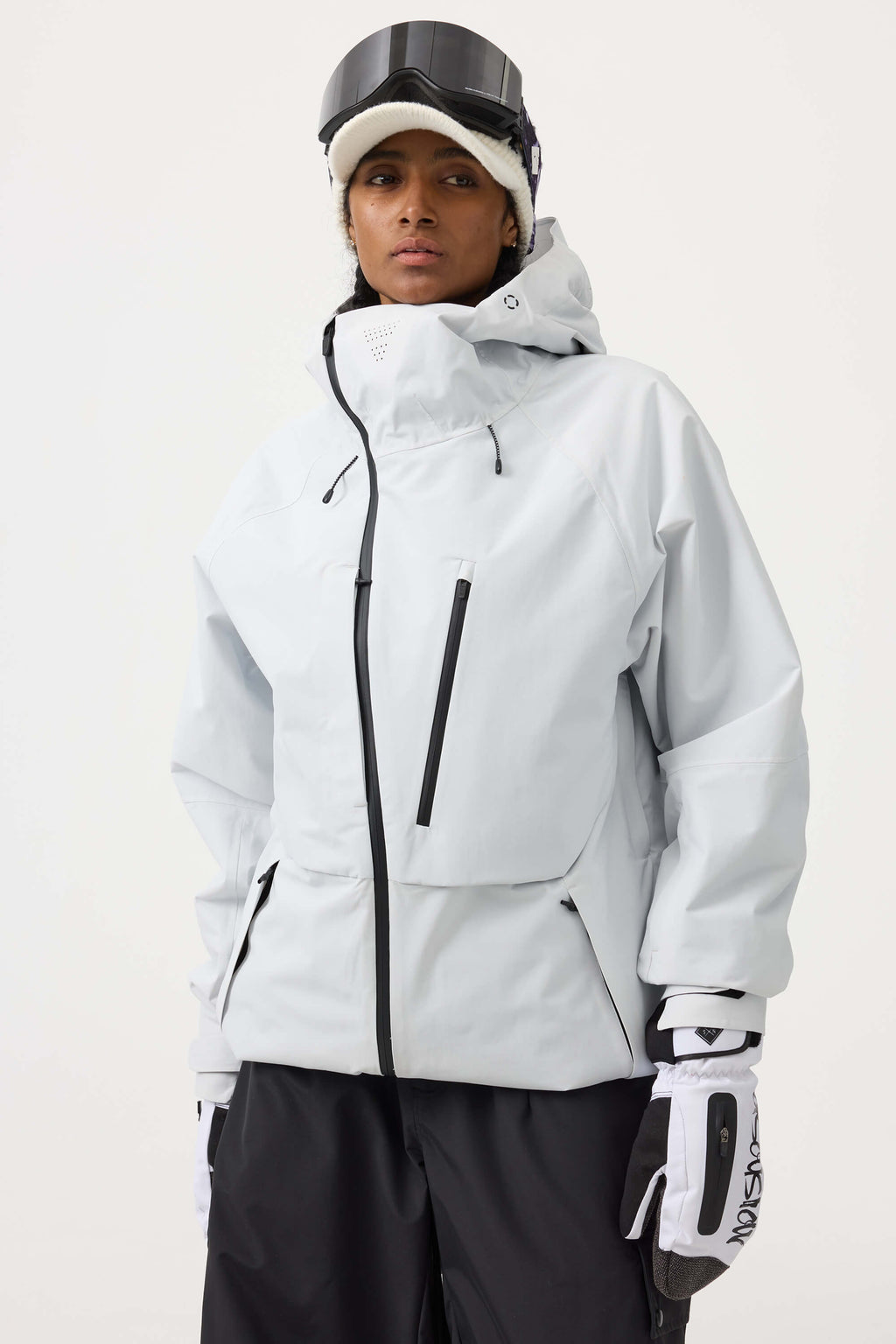 Women's Army Green Multi-Pocket Face-Vented Ski Jacket Fully Waterproof Snow Jacket
